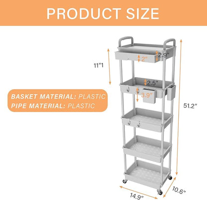 5 Tier Rolling Utility Cart - Image 5