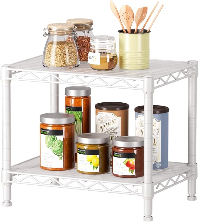 SINGAYE 2 Small Shelves Kitchen Storage Shelf Wire Shelving Unit Metal Shelf by SINGAYE