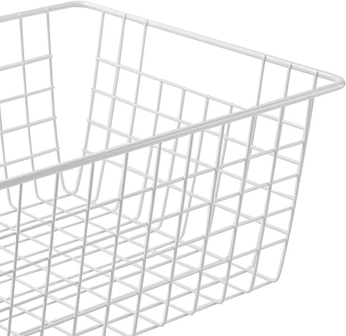 14" Upright Freezer Storage Baskets, Large White Wire Storage Bins Bakset - Image 7