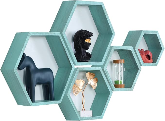 Hexagon Shelves, Floating Wall Shelf, Honeycomb Octagon Cube Shelves Wood | by PHOENANCEE