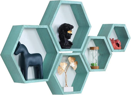 Hexagon Shelves, Floating Wall Shelf, Honeycomb Octagon Cube Shelves Wood | by PHOENANCEE