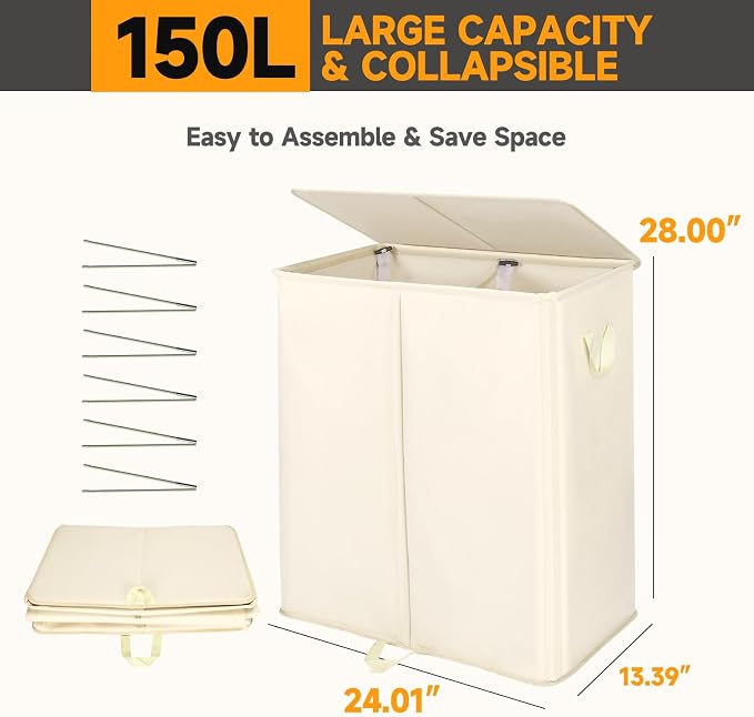 150L Double Laundry Hamper - Image 5