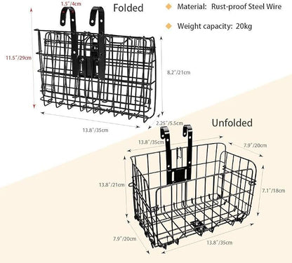 HOMEE Folding Rear Bike Basket Wire Mesh Fold-Up Detachable Front Bag Rear | - Image 4