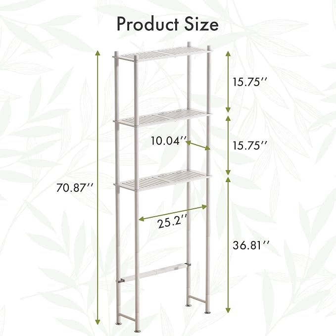 AmazerBath Bamboo Over The Toilet Storage Shelf, 3-Tier Bathroom Over Toilet - Image 2