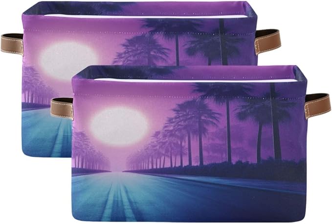 80s Synthwave Storage Bins Box Foldable Shelf Basket by Unknown