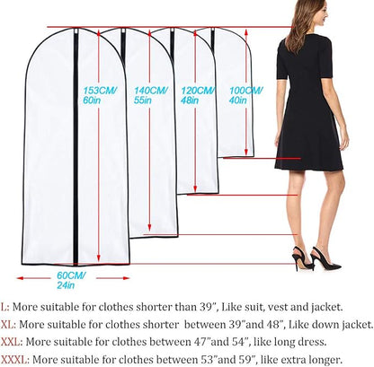 Garment Bags for Hanging Clothes 24'' x 60'' Coat Covers for Closet Foldable - Image 2