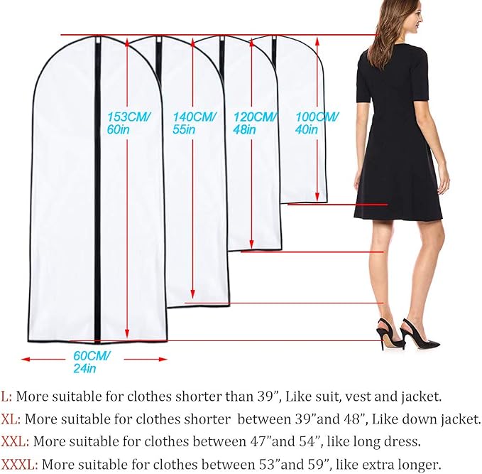 Garment Bags for Hanging Clothes 24'' x 40'' suit bags for closet storage - Image 2