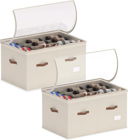 Shoe Organizer for Closet, 2 Pack Shoe Storage Bins Foldable Shoe Storage Box by Vincona