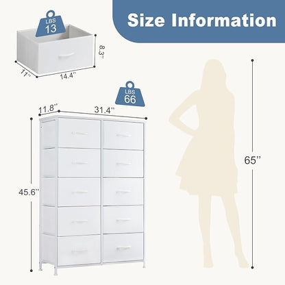 DUMOS 10 Drawer Dresser for Bedroom, Storage Organizer Chest of Drawers | Wide - Image 3