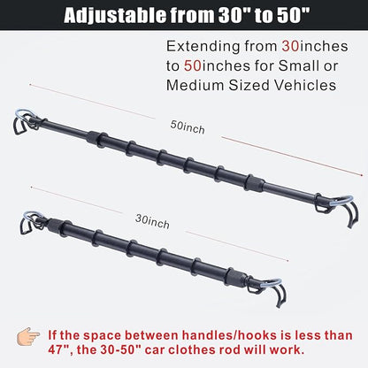 Car Clothes Hanger Bar Heavy-Duty Adjustable Tension Garment Rack 30''-50'' | - Image 2