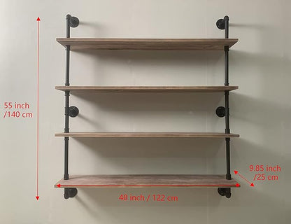 HDDFER Floating Bookshelf Shelves Industrial Pipe Shelving Floating Pipe Shelf - Image 2
