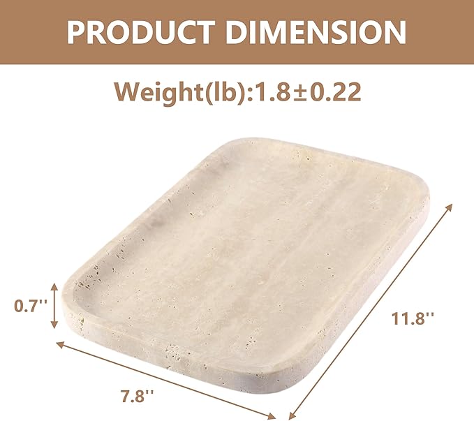 Marble Vanity Tray for Dresser Organizer, Travertine Bathroom Tray Countertop - Image 4
