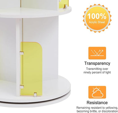 VECELO Rotating Bookshelf Tower, 360°Revolving Bookcase, Round Book Shelf - Image 6