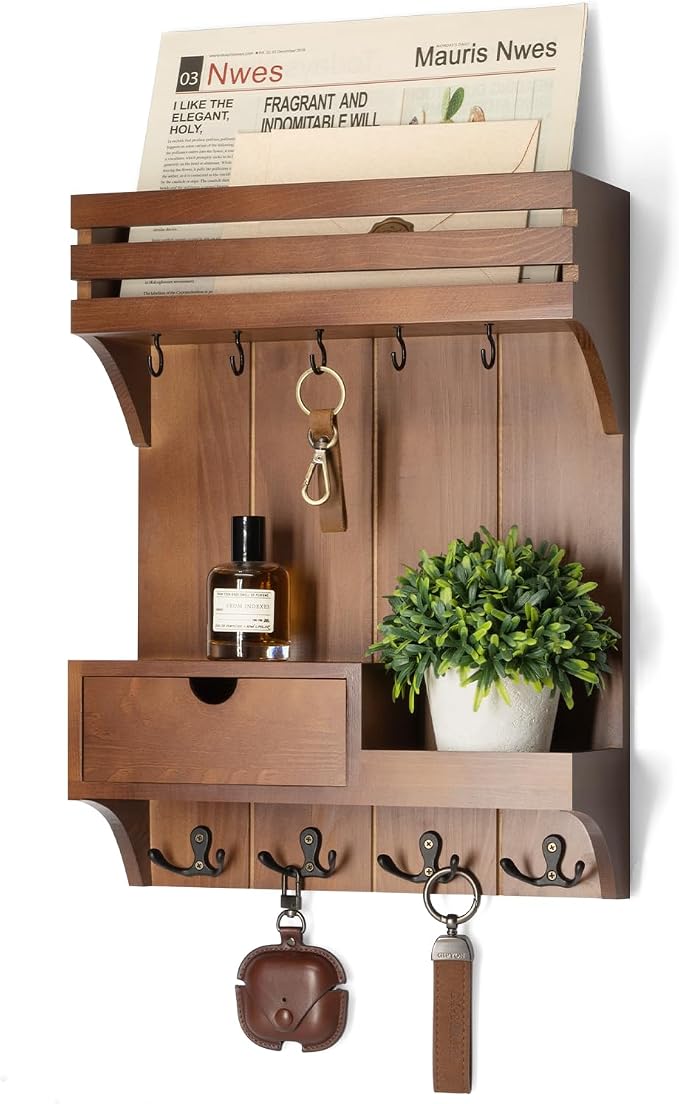 Rebee Vision Farmhouse Key Holder Wall Mount – Decorative Mail Organizer by REBEEVISION