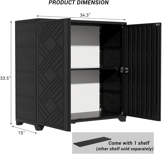 KINYING Outdoor Storage Cabinet Waterproof, 60 Gallon Resin Outdoor Storage Shed - Image 3