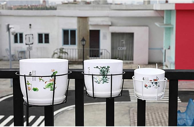 1 Pack Hanging Railing Planters Flower Pot Holders Plant Iron Racks Fence Metal - Image 5