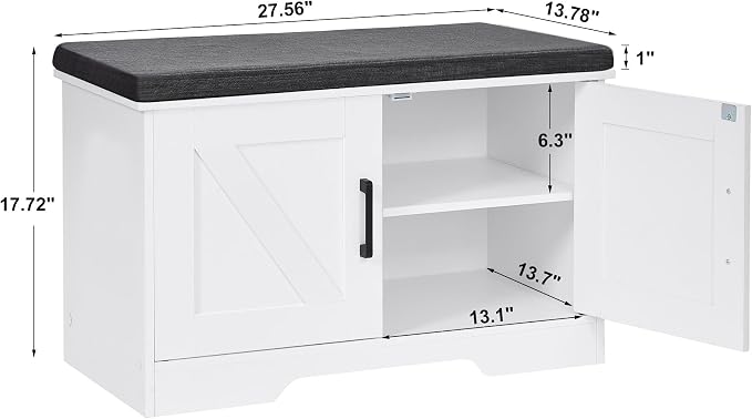 HOMSHO Farmhouse Shoe Storage Bench - Image 3