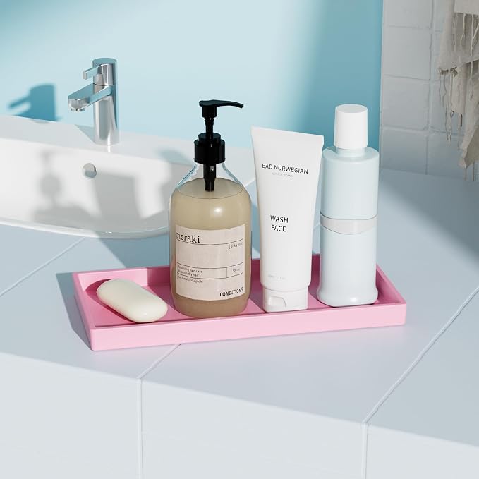 Vanity and Bathroom Tray, 9.8" ABS Countertop Organizer, Waterproof Vanity Tray - Image 3