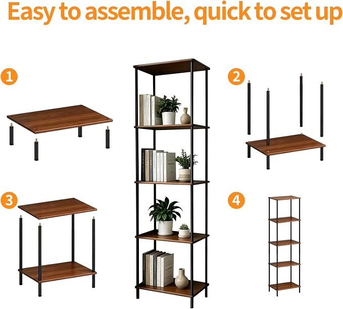 5 Tier Corner Bookshelf, Wooden Standing Shelf Unit - Image 4
