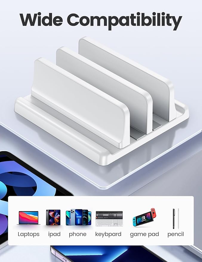 Vaydeer Vertical Laptop Stand for Desk, Dual Slots Plastic Laptop Holder - Image 5