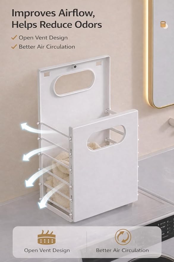 Wall Mounted Laundry Basket, Foldable Slim Hamper - Image 4