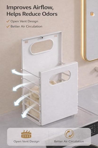 Wall Mounted Laundry Basket, Foldable Slim Hamper - Image 4