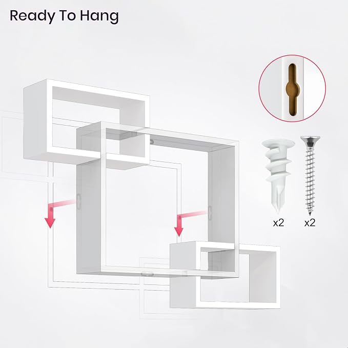 Ballucci Wooden Interweave Floating Wall Mounted Shelves, Horizontal and - Image 6