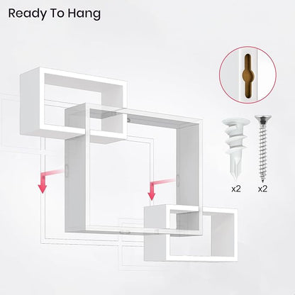 Ballucci Wooden Interweave Floating Wall Mounted Shelves, Horizontal and - Image 6