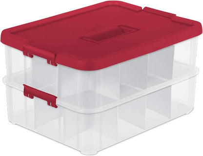 Sterilite 1427 Stack & Carry 2 Layer 24 Ornament Storage Box, See-through layers by Sterilite