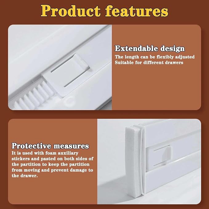 4 Pcs Drawer Dividers for Clothes, 3.15" High 11.34"-19.69" Adjustable - Image 4