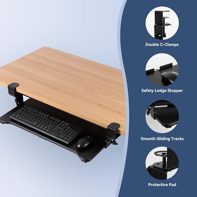 VUSIGN Keyboard Tray Under Desk Height Adjustable, Pull Out - Image 9