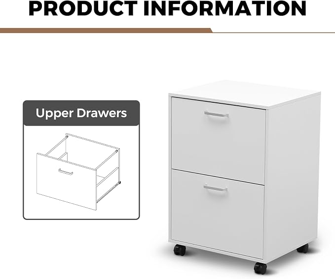QDSSDECO 2 Drawer Mobile File Cabinet, Rolling Vertical Filing Cabinet fits A4 - Image 4