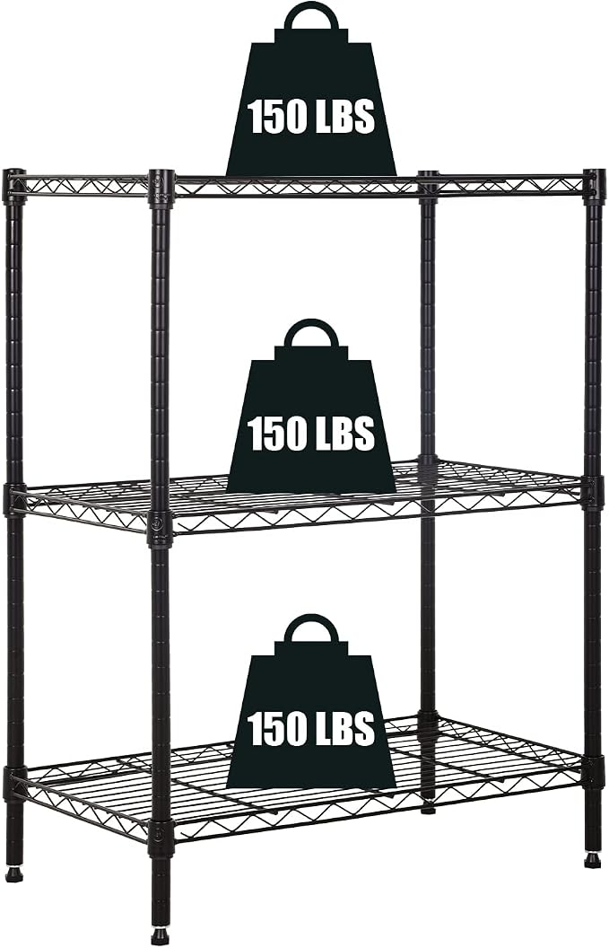 3-Tier Storage Shelves Adjustable, MGHH Wire Shelving Heavy Duty Storage Rack by MGHH