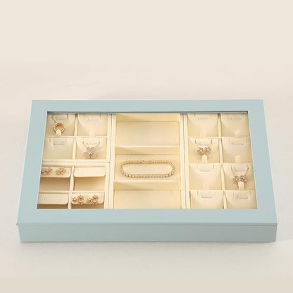 Dark Blue Jewelry Display Tray Ring Necklace Earring Bangle Organizer - Image 5