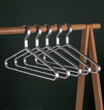 Premium Matte Silvery Aluminum Coat Hangers 6 Piece Set, 17.7” Extra Smooth & by WONQEXZ
