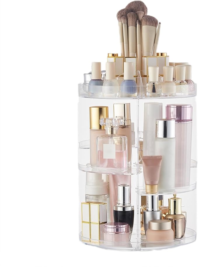 SUNFICON Rotating Makeup Organizer 360 Rotation Cosmetic Storage Holder Crystal - Image 3