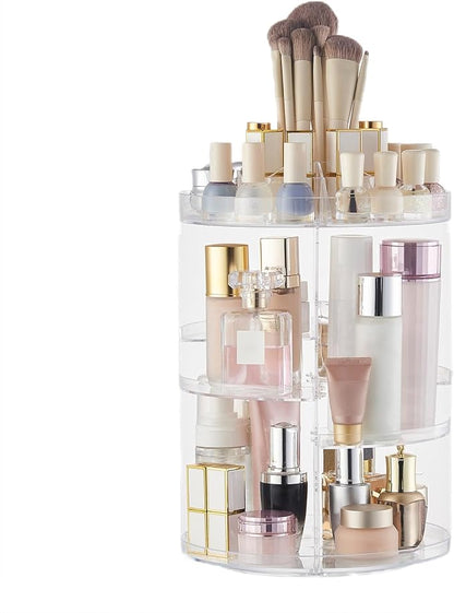 SUNFICON Rotating Makeup Organizer 360 Rotation Cosmetic Storage Holder Crystal - Image 3