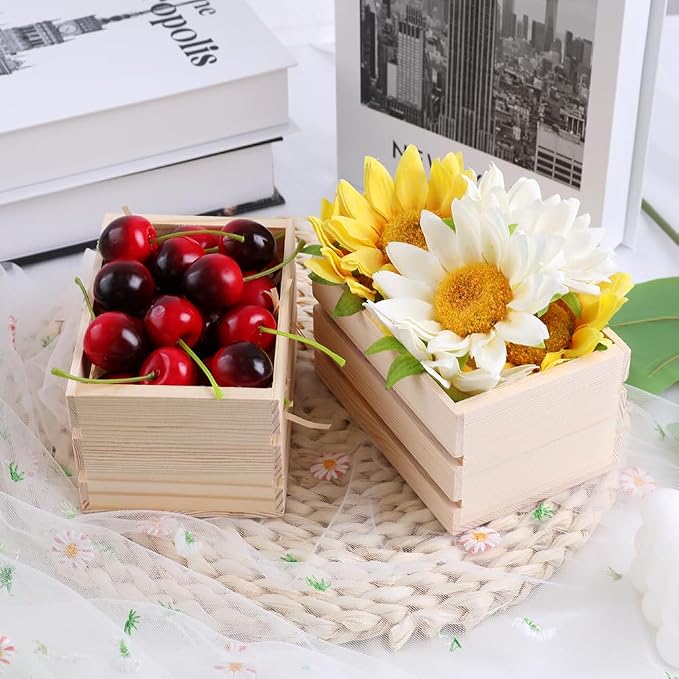 GRETJOB 12PCS 5" Wooden Crates, Nesting Rustic Wood Storage Boxes Set, - Image 7
