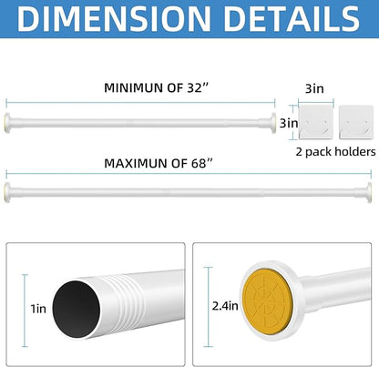 CorkLatta White Shower Curtain Rod, 1 Inch Diameter Stainless Steel Adjustable - Image 6