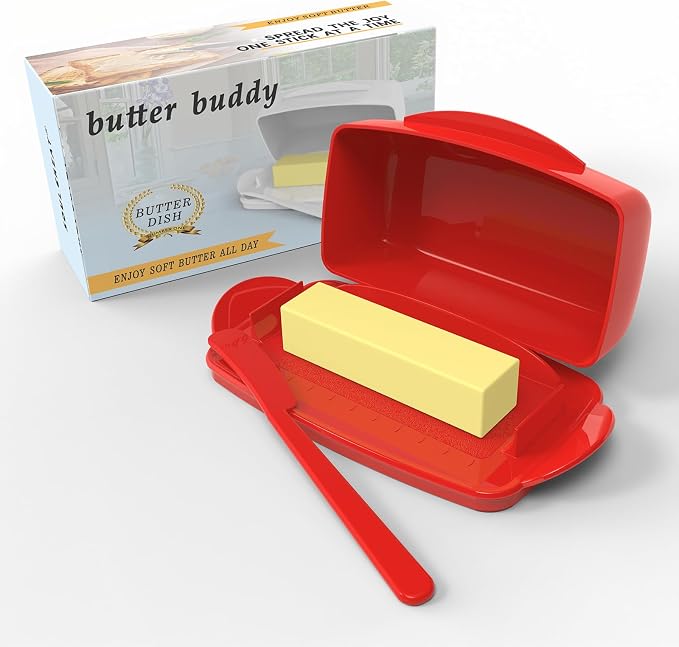Butter Dishes with Lid for Countertop Refrigerator, Plastic Butter Dish Clear by SoulCreat