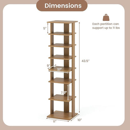 Tangkula 8-Tier Vertical Shoe Rack, Space-Saving Corner Shoe Organizer - Image 2