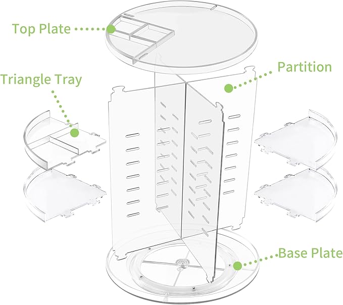 COYAHO 360 Rotating Makeup Organizer, Spinning Countertop, Cosmetic Holder Shelf - Image 3