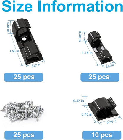 Cable Management Clips Black, Adhesive Cord Organizer - Image 2