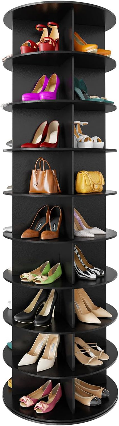 SpaceAid 9 Tier Rotating Shoe Rack Tower, Spinning Shoe Display Lazy Susan by SpaceAid