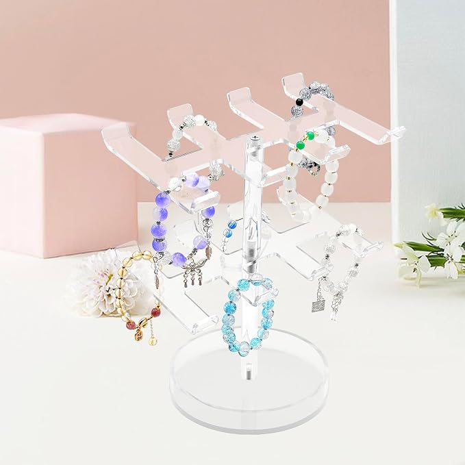 Bigfety Bracelet Holder Organizer, 2 Tier Acrylic Bracelet Display Stand - Image 6