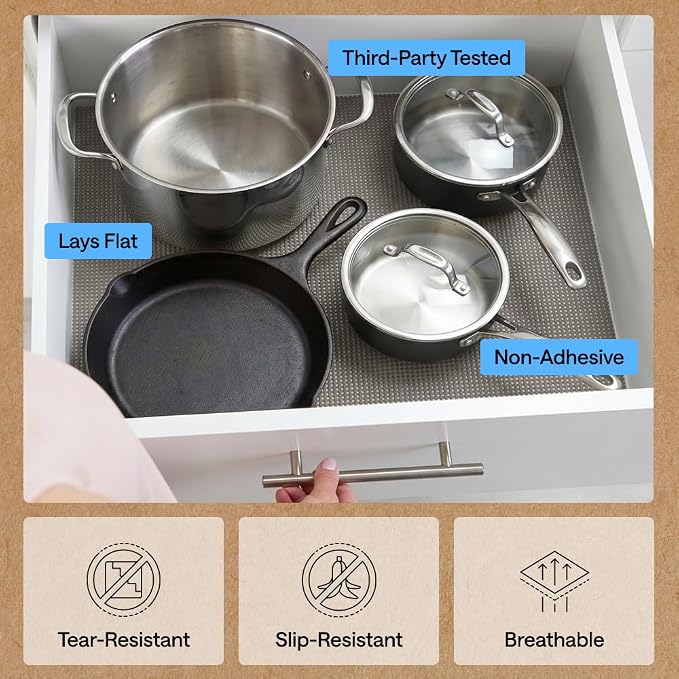 GORILLA GRIP powerGRIP Drawer Shelf and Cabinet Liner, Thick Strong Hold - Image 5