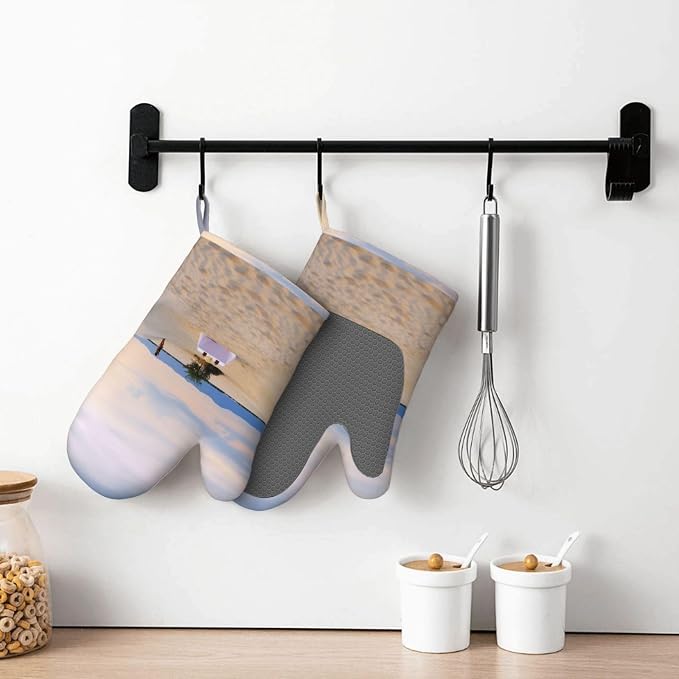 Romantic White Sand Landscape Print Oven Mitts Set of 2, Heat Resistant - Image 7