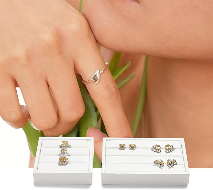 Oirlv 3 Slots PU Leather Small Ring Organizer Earrings Trays Showcase Display - Image 3