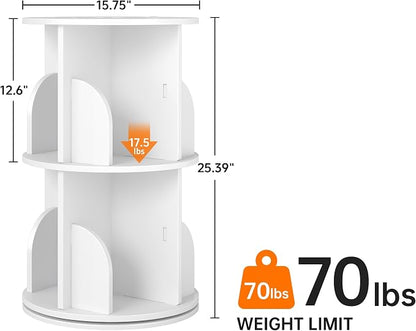 Rotating 2-Tier Bookshelf Tower, 360° Spinning Corner Bookcase - Image 2