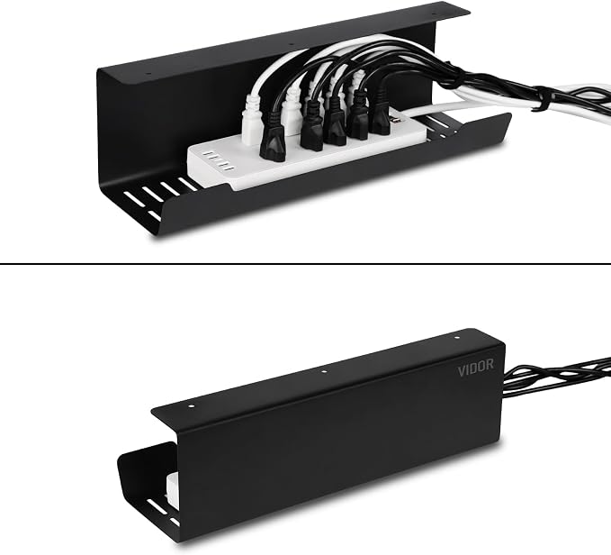 VIDOR Under Desk Cable Management Tray 2-Pack, No Drill Alloy Steel - Image 5